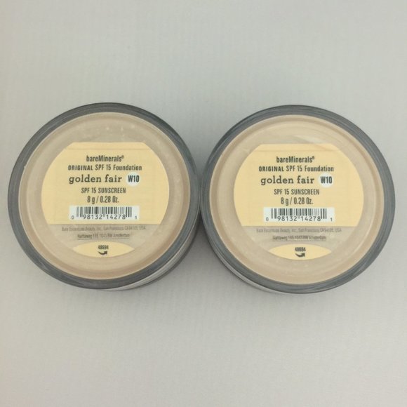 #NWT bareMinerals SPF15 Original Foundation Golden Fair W10 8g/0.28oz   Lot of 2 - Picture 1 of 2